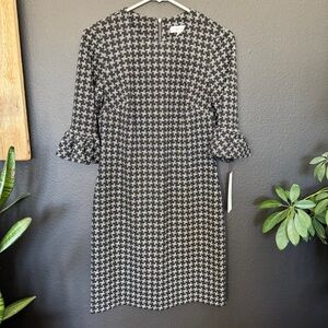 Calvin Klein Houndstooth Bell Sleeve Sheath Dress